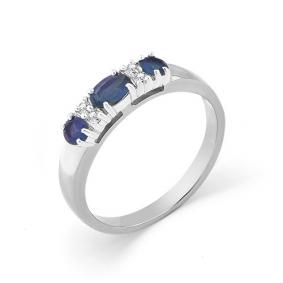 Кольцо из белого золота Мастер Бриллиант 05M1-104-658-02 с бриллиантом и сапфиром 05M1-104-658-02 фото