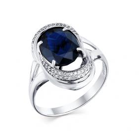 Кольцо из белого золота Мастер Бриллиант 05M1-105-106-02 с бриллиантом и сапфиром 05M1-105-106-02 фото