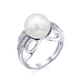 Кольцо из белого золота Мастер Бриллиант 05M1-105-350-21 с бриллиантом и жемчугом 05M1-105-350-21 фото