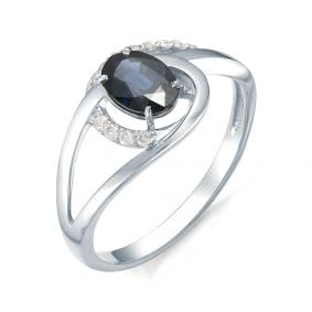 Кольцо из белого золота Мастер Бриллиант 05M1-106-196-02 с бриллиантом и сапфиром 05M1-106-196-02 фото
