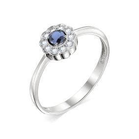 Кольцо из белого золота Мастер Бриллиант 05M1-106-808-02 с бриллиантом и сапфиром 05M1-106-808-02 фото