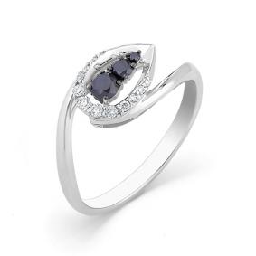 Кольцо из белого золота Мастер Бриллиант 05M1-106-905 с бриллиантом и чёрным бриллиантом 05M1-106-905 фото