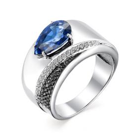 Кольцо из белого золота Мастер Бриллиант 05M1-106-913-49 с бриллиантом, сапфировым корундом и чёрным бриллиантом 05M1-106-913-49 фото