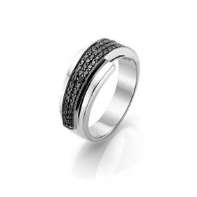 Кольцо из белого золота Мастер Бриллиант 05M1-107-054 с чёрным бриллиантом 05M1-107-054 фото