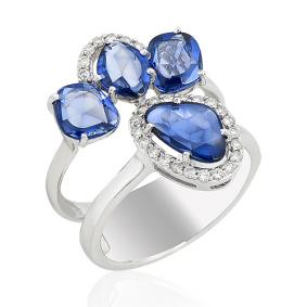 Кольцо из белого золота Мастер Бриллиант 05M1-107-109-44 с бриллиантом и сапфиром 05M1-107-109-44 фото