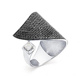 Кольцо из белого золота Мастер Бриллиант 05M1-107-233 с бриллиантом и чёрным бриллиантом 05M1-107-233 фото
