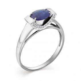 Кольцо из белого золота Мастер Бриллиант 05M1-107-338-02 с бриллиантом и сапфиром 05M1-107-338-02 фото