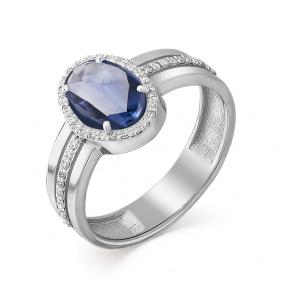 Кольцо из белого золота Мастер Бриллиант 05M1-107-375/3-50 с бриллиантом и сапфиром 05M1-107-375/3-50 фото