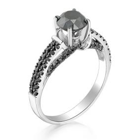 Кольцо из белого золота Мастер Бриллиант 05M1-107-427/1-48 с чёрным бриллиантом 05M1-107-427/1-48 фото