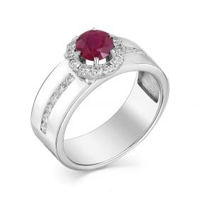Кольцо из белого золота Мастер Бриллиант 05M1-107-428-03 с бриллиантом и рубином 05M1-107-428-03 фото