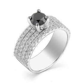 Кольцо из белого золота Мастер Бриллиант 05M1-107-429 с бриллиантом и чёрным бриллиантом 05M1-107-429 фото