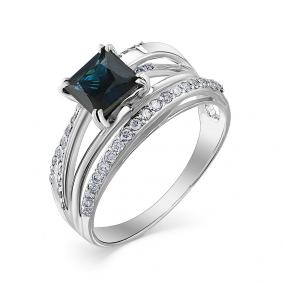 Кольцо из белого золота Мастер Бриллиант 05M1-107-489-02 с бриллиантом и сапфиром 05M1-107-489-02 фото