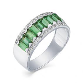 Кольцо из белого золота Мастер Бриллиант 05M1-107-497-01 с бриллиантом и изумрудом 05M1-107-497-01 фото