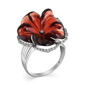 Кольцо из белого золота Мастер Бриллиант 05M1-107-574-16-7 с бриллиантом и гранатом 05M1-107-574-16-7 фото