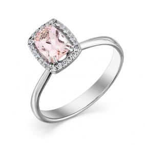 Кольцо из белого золота Мастер Бриллиант 05M1-107-575-13 с бриллиантом и морганитом 05M1-107-575-13 фото