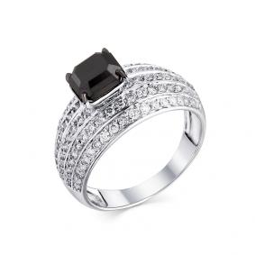 Кольцо из белого золота Мастер Бриллиант 05M1-107-577/3-55 с бриллиантом и чёрным бриллиантом 05M1-107-577/3-55 фото