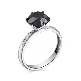 Кольцо из белого золота Мастер Бриллиант 05M1-107-578/4-55 с бриллиантом и чёрным бриллиантом 05M1-107-578/4-55 фото