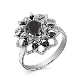 Кольцо из белого золота Мастер Бриллиант 05M1-107-579/1-55 с бриллиантом и чёрным бриллиантом 05M1-107-579/1-55 фото