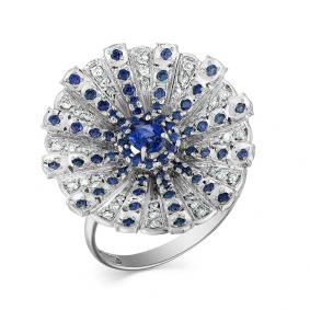 Кольцо из белого золота Мастер Бриллиант 05M1-107-615-57 с бриллиантом и сапфиром 05M1-107-615-57 фото