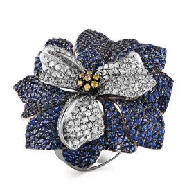 Кольцо из белого золота Мастер Бриллиант 05M1-107-671-55 с бриллиантом и сапфиром 05M1-107-671-55 фото