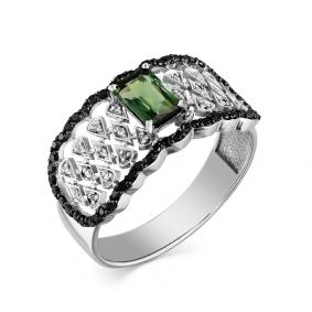 Кольцо из белого золота Мастер Бриллиант 05M1-107-708-55 с бриллиантом и турмалином 05M1-107-708-55 фото