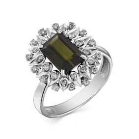 Кольцо из белого золота Мастер Бриллиант 05M1-107-742-18 с бриллиантом и турмалином 05M1-107-742-18 фото