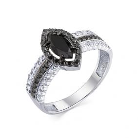 Кольцо из белого золота Мастер Бриллиант 05M1-107-775/1-55 с бриллиантом и чёрным бриллиантом 05M1-107-775/1-55 фото