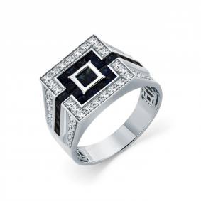 Кольцо из белого золота Мастер Бриллиант 05M1-204049-01-02 с бриллиантом и сапфиром 05M1-204049-01-02 фото