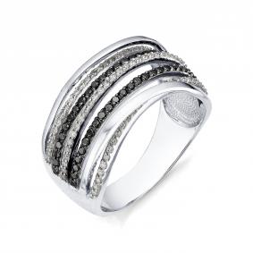 Кольцо из белого золота Мастер Бриллиант 05M1-205612-00-55 с бриллиантом и чёрным бриллиантом 05M1-205612-00-55 фото