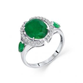 Кольцо из белого золота Мастер Бриллиант 05M1-205928-99-01 с бриллиантом и изумрудом 05M1-205928-99-01 фото
