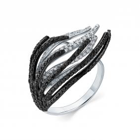 Кольцо из белого золота Мастер Бриллиант 05M1-207395-01-55 с бриллиантом и чёрным бриллиантом 05M1-207395-01-55 фото