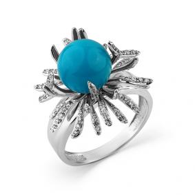 Кольцо из белого золота Мастер Бриллиант 05M1-207440-00-38 с бриллиантом и бирюзой 05M1-207440-00-38 фото