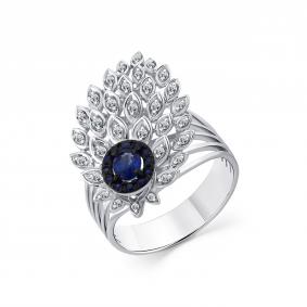 Кольцо из белого золота Мастер Бриллиант 05M1-207616-00-57 с бриллиантом и сапфиром 05M1-207616-00-57 фото