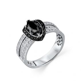Кольцо из белого золота Мастер Бриллиант 05M1-207646-00-55 с бриллиантом и чёрным бриллиантом 05M1-207646-00-55 фото