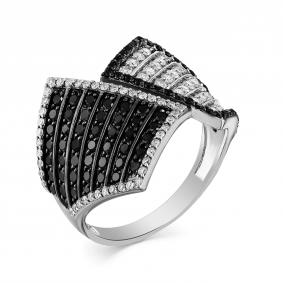 Кольцо из белого золота Мастер Бриллиант 05M1-207667-00-56 с бриллиантом и чёрным бриллиантом 05M1-207667-00-56 фото