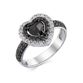 Кольцо из белого золота Мастер Бриллиант 05M1-207773-01-55 с бриллиантом и чёрным бриллиантом 05M1-207773-01-55 фото
