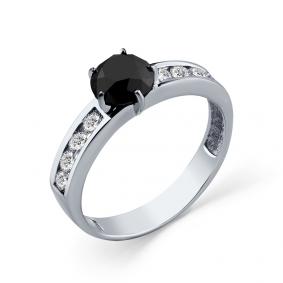 Кольцо из белого золота Мастер Бриллиант 05M1-207783-03-55 с бриллиантом и чёрным бриллиантом 05M1-207783-03-55 фото
