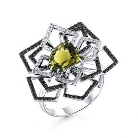 Кольцо из белого золота Мастер Бриллиант 05M1-207827-00-55 с бриллиантом и турмалином 05M1-207827-00-55 фото