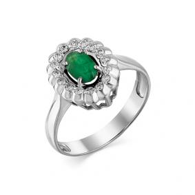 Кольцо из белого золота Мастер Бриллиант 05M1-207852-00-01-7 с бриллиантом и изумрудом 05M1-207852-00-01-7 фото