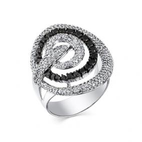 Кольцо из белого золота Мастер Бриллиант 05M1-207885-00-55 с бриллиантом и чёрным бриллиантом 05M1-207885-00-55 фото