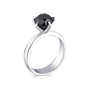 Кольцо из белого золота Мастер Бриллиант 05M1-207891-04-55 с бриллиантом и чёрным бриллиантом 05M1-207891-04-55 фото