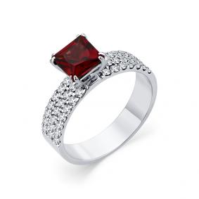 Кольцо из белого золота Мастер Бриллиант 05M1-207938-00-33 с бриллиантом и родолитом 05M1-207938-00-33 фото