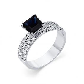 Кольцо из белого золота Мастер Бриллиант 05M1-207938-01-02 с бриллиантом и сапфиром 05M1-207938-01-02 фото