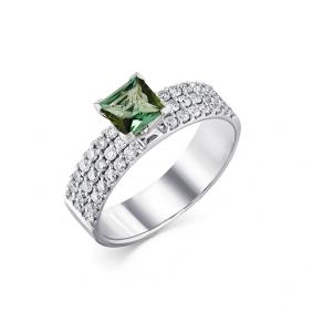 Кольцо из белого золота Мастер Бриллиант 05M1-207938-01-18 с бриллиантом и турмалином 05M1-207938-01-18 фото