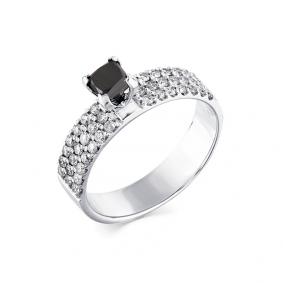 Кольцо из белого золота Мастер Бриллиант 05M1-207938-03-55 с бриллиантом и чёрным бриллиантом 05M1-207938-03-55 фото