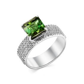 Кольцо из белого золота Мастер Бриллиант 05M1-207957-00-18 с бриллиантом и турмалином 05M1-207957-00-18 фото