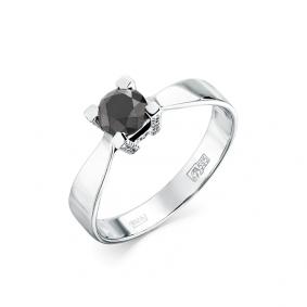Кольцо из белого золота Мастер Бриллиант 05M1-207977-00-55 с бриллиантом и чёрным бриллиантом 05M1-207977-00-55 фото