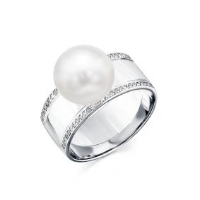 Кольцо из белого золота Мастер Бриллиант 05M1-207986-70-28 с бриллиантом и жемчугом 05M1-207986-70-28 фото