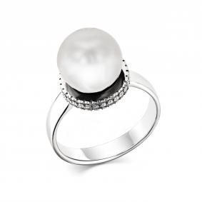 Кольцо из белого золота Мастер Бриллиант 05M1-207987-01-28 с бриллиантом и жемчугом 05M1-207987-01-28 фото