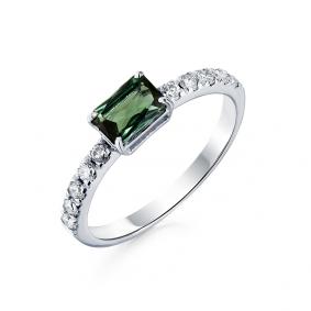 Кольцо из белого золота Мастер Бриллиант 05M1-208066-00-18 с бриллиантом и турмалином 05M1-208066-00-18 фото